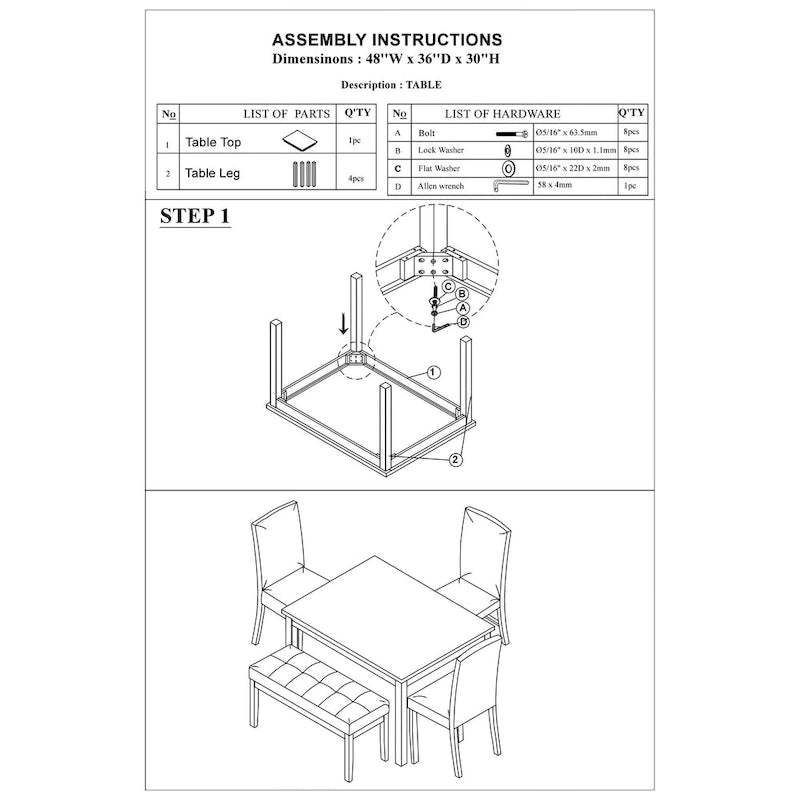 Ensemble de salle à manger 5 pièces, ensemble de dînette de cuisine avec table en faux marbre, banc et 3 chaises rembourrées en similicuir
