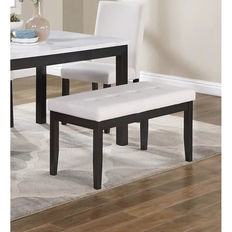 Ensemble de salle à manger 5 pièces, ensemble de dînette de cuisine avec table en faux marbre, banc et 3 chaises rembourrées en similicuir