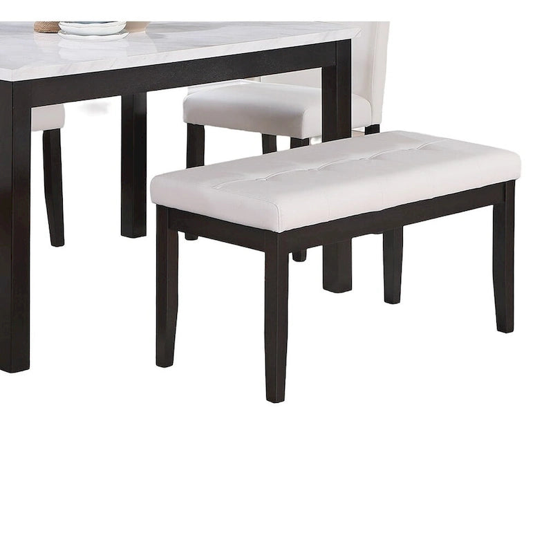 Ensemble de salle à manger 5 pièces, ensemble de dînette de cuisine avec table en faux marbre, banc et 3 chaises rembourrées en similicuir