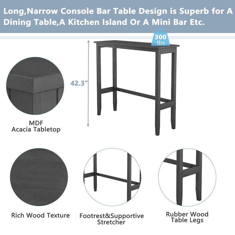 Ensemble table et chaises de salle à manger 3 pièces, petite table et chaises de hauteur comptoir avec coin petit-déjeuner de cuisine et 2 chaises