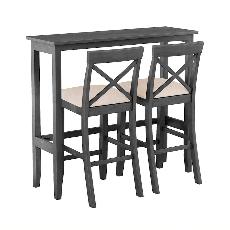 Ensemble table et chaises de salle à manger 3 pièces, petite table et chaises de hauteur comptoir avec coin petit-déjeuner de cuisine et 2 chaises
