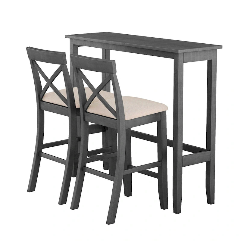 Ensemble table et chaises de salle à manger 3 pièces, petite table et chaises de hauteur comptoir avec coin petit-déjeuner de cuisine et 2 chaises