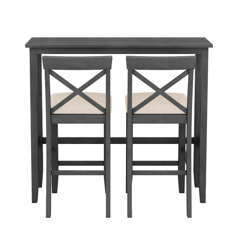 Ensemble table et chaises de salle à manger 3 pièces, petite table et chaises de hauteur comptoir avec coin petit-déjeuner de cuisine et 2 chaises