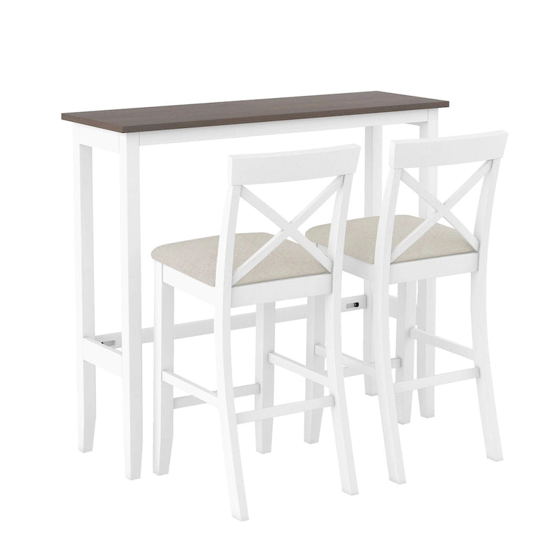 Ensemble table et chaises de salle à manger 3 pièces, petite table et chaises de hauteur comptoir avec coin petit-déjeuner de cuisine et 2 chaises
