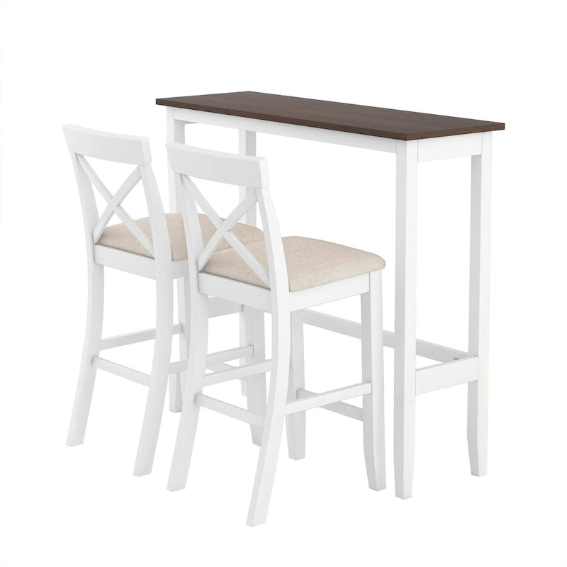 Ensemble table et chaises de salle à manger 3 pièces, petite table et chaises de hauteur comptoir avec coin petit-déjeuner de cuisine et 2 chaises