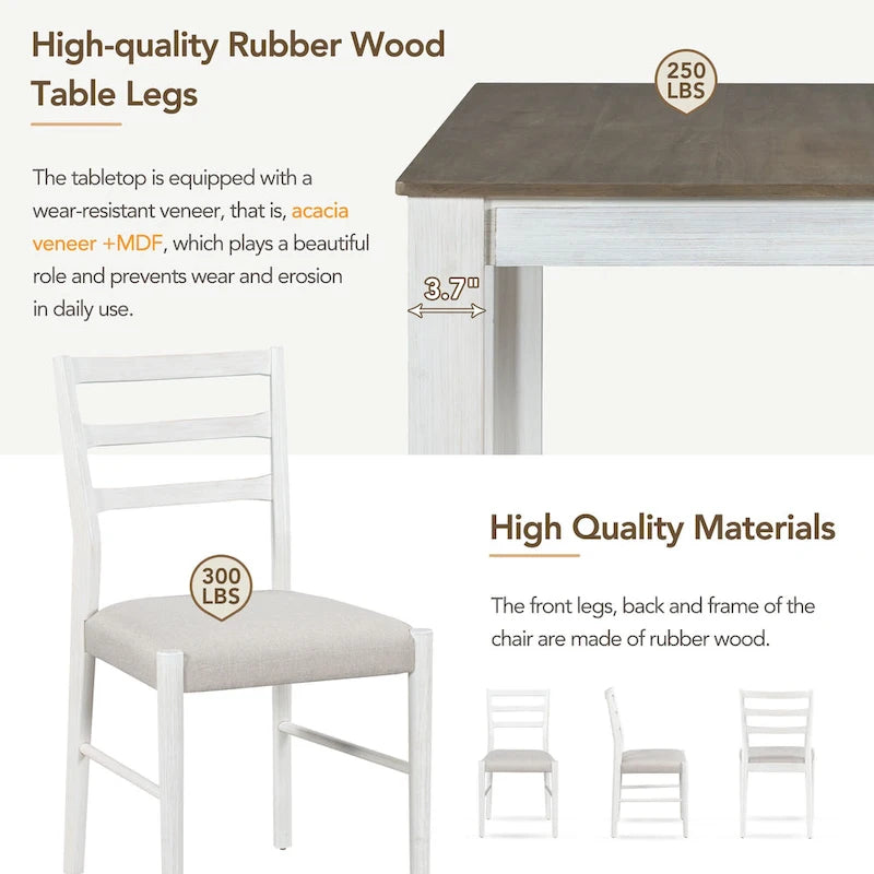 Ensemble de meubles en bois 7 pièces, ensemble de table de cuisine extensible avec rallonge et 2 tiroirs, 6 chaises de salle à manger rembourrées