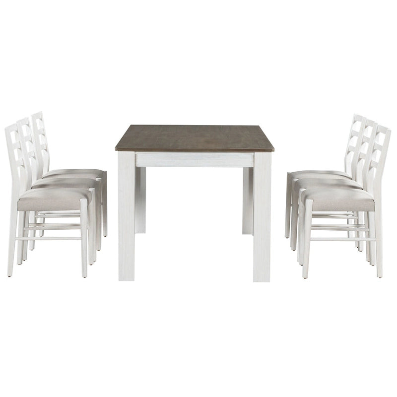 Ensemble de meubles en bois 7 pièces, ensemble de table de cuisine extensible avec rallonge et 2 tiroirs, 6 chaises de salle à manger rembourrées