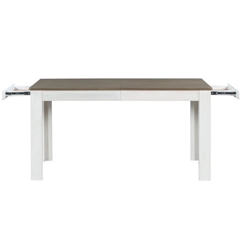 Ensemble de meubles en bois 7 pièces, ensemble de table de cuisine extensible avec rallonge et 2 tiroirs, 6 chaises de salle à manger rembourrées