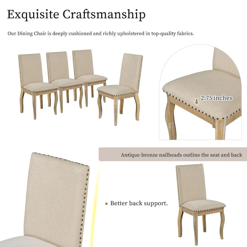 Ensemble de salle à manger 5 pièces, ensemble de table à manger ronde en bois avec table à manger extensible et 4 chaises de salle à manger rembourrées