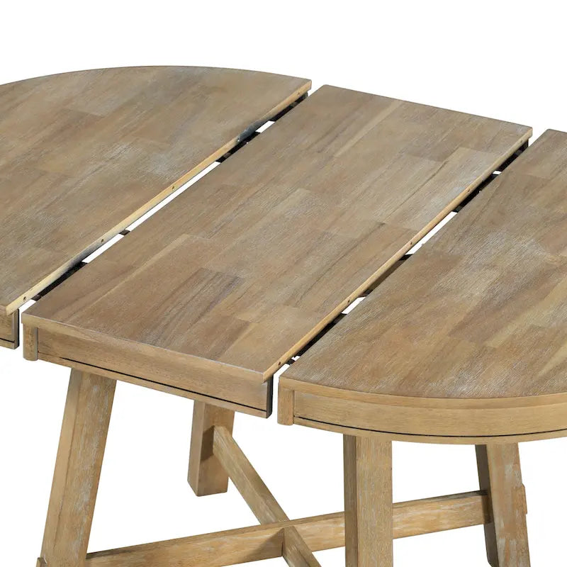 Ensemble de salle à manger 5 pièces, ensemble de table à manger ronde en bois avec table à manger extensible et 4 chaises de salle à manger rembourrées
