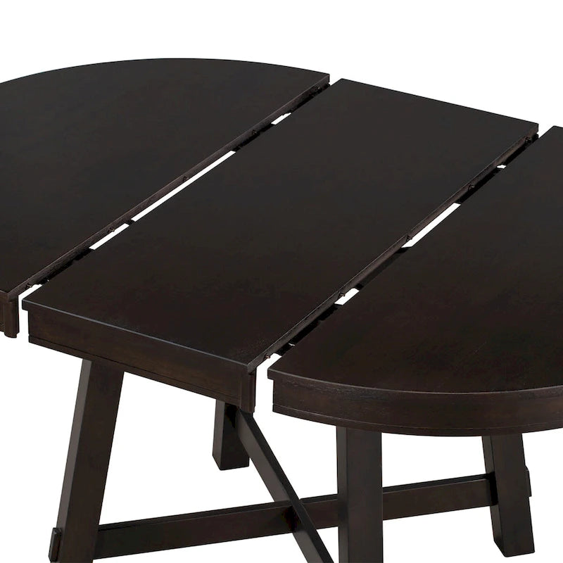 Ensemble de salle à manger 5 pièces, ensemble de table à manger ronde en bois avec table à manger extensible et 4 chaises de salle à manger rembourrées