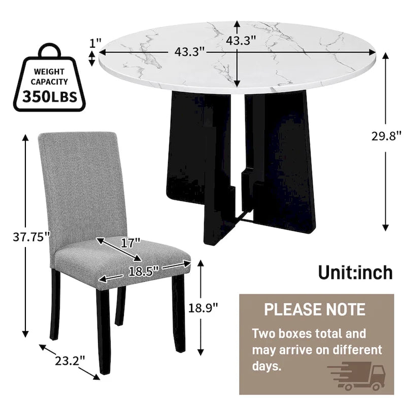 Ensemble table et 4 chaises de cuisine, ensemble table à manger ronde 4 personnes, 4 chaises rembourrées avec pieds en bois d'hévéa