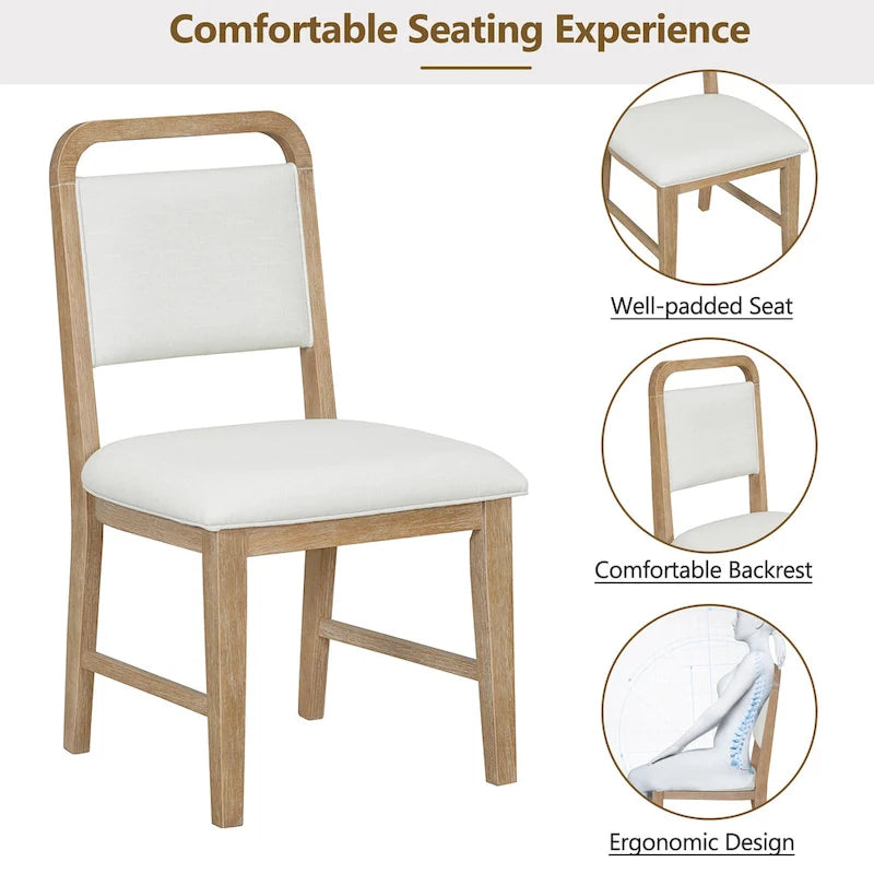 Ensemble table et 4 chaises de salle à manger 5 pièces, ensemble de salle à manger de cuisine en bois avec table à manger ronde et 4 chaises rembourrées