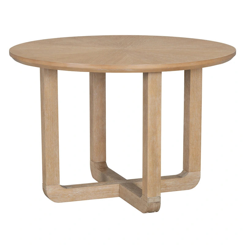 Ensemble table et 4 chaises de salle à manger 5 pièces, ensemble de salle à manger de cuisine en bois avec table à manger ronde et 4 chaises rembourrées