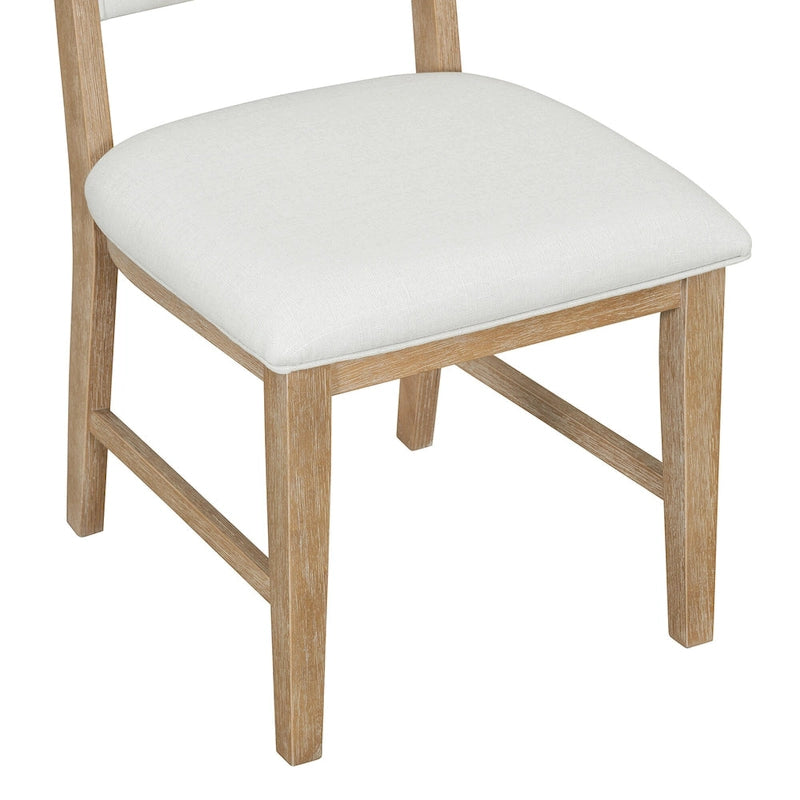 Ensemble table et 4 chaises de salle à manger 5 pièces, ensemble de salle à manger de cuisine en bois avec table à manger ronde et 4 chaises rembourrées