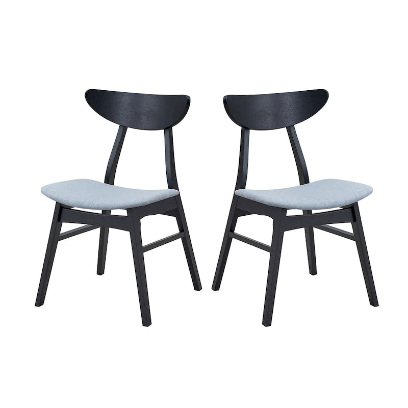 Ensemble de salle à manger 5 pièces en bois massif, ensemble de meubles de cuisine rond avec table de cuisine à pied central en bois et 4 chaises rembourrées