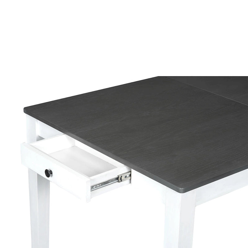 Ensemble table et chaises de salle à manger 7 pièces, table et chaises en bois massif avec table de salle à manger extensible, 2 tiroirs et 6 chaises rembourrées