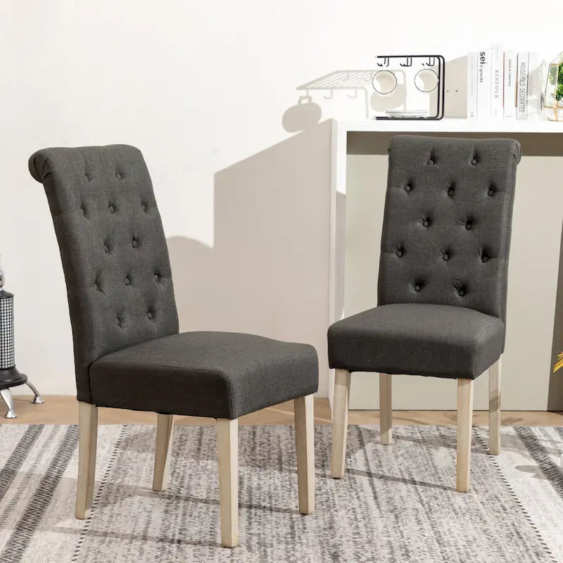 Ensemble de salle à manger 5 pièces, ensemble de meubles de cuisine en bois, table ronde avec piètement central en croix et 4 chaises capitonnées