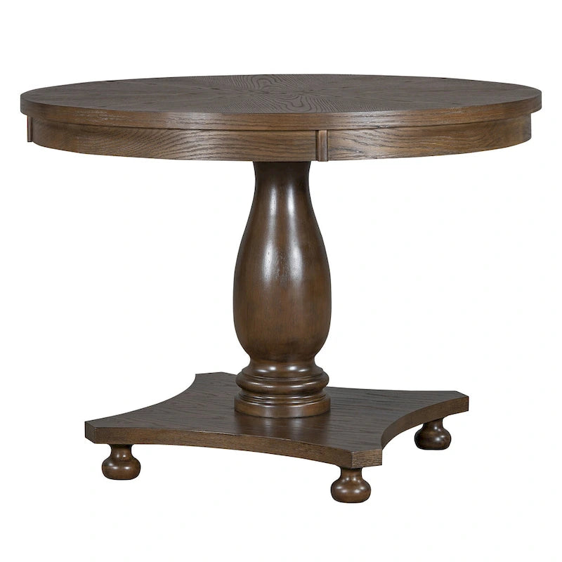 Ensemble de salle à manger 5 pièces, ensemble de table de salle à manger de cuisine en bois massif avec table à manger ronde et 4 chaises rembourrées