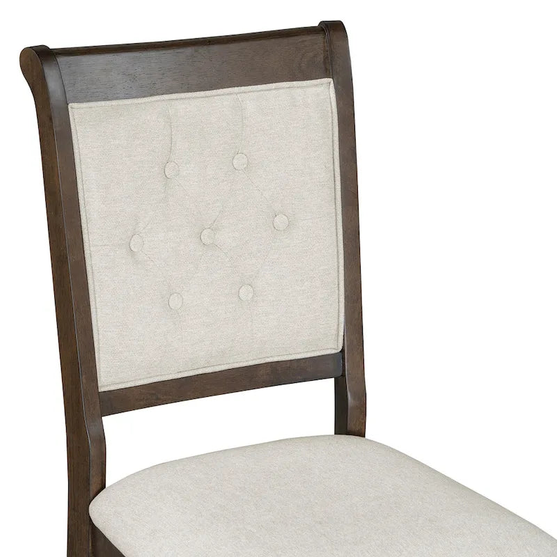 Ensemble de salle à manger 5 pièces, ensemble de table de salle à manger de cuisine en bois massif avec table à manger ronde et 4 chaises rembourrées
