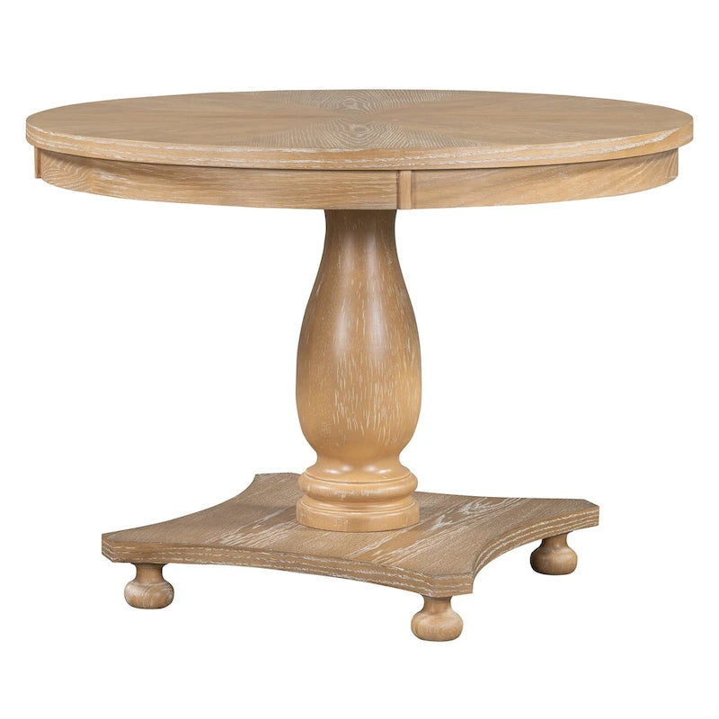 Ensemble de salle à manger 5 pièces, ensemble de table de salle à manger de cuisine en bois massif avec table à manger ronde et 4 chaises rembourrées