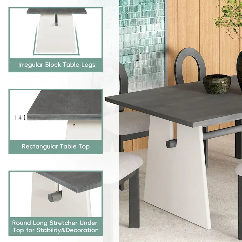 Ensemble de salle à manger 7 pièces pour 6 personnes, ensemble de table de cuisine polyvalent avec table à tréteaux et 6 chaises rembourrées