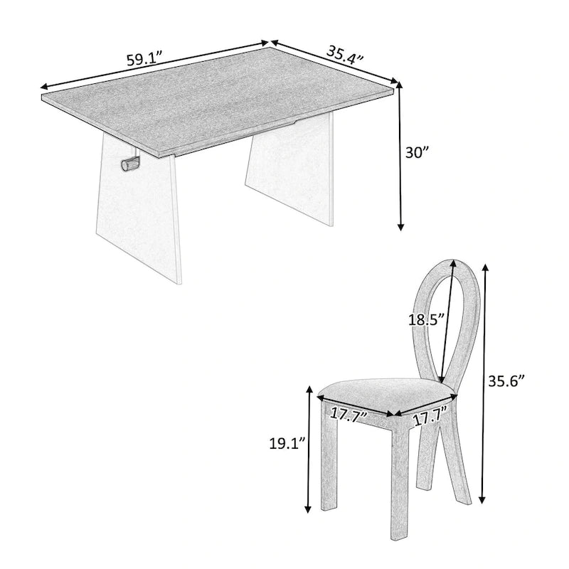 Ensemble de salle à manger 7 pièces pour 6 personnes, ensemble de table de cuisine polyvalent avec table à tréteaux et 6 chaises rembourrées