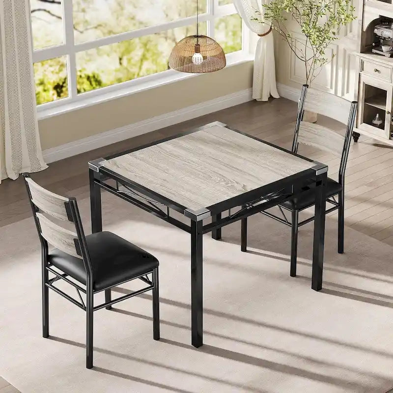 Ensemble table de salle à manger, table de cuisine en bois avec chaises rembourrées