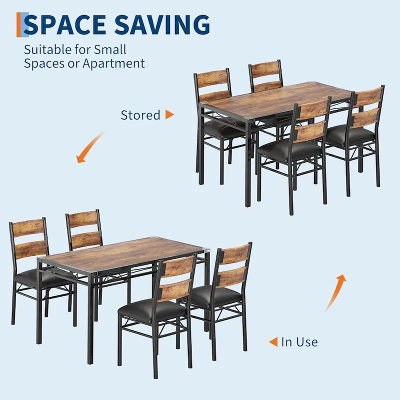 Ensemble table de salle à manger, table de cuisine en bois avec chaises rembourrées