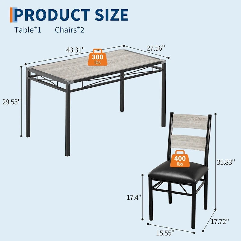 Ensemble table de salle à manger, table de cuisine en bois avec chaises rembourrées