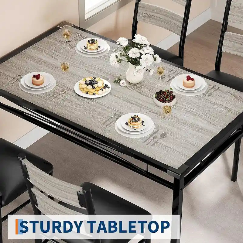 Ensemble table de salle à manger, table de cuisine en bois avec chaises rembourrées