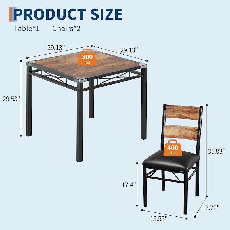 Ensemble table de salle à manger, table de cuisine en bois avec chaises rembourrées