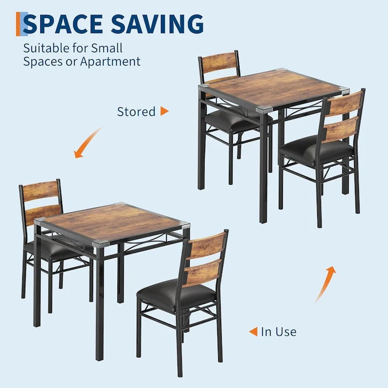 Ensemble table de salle à manger, table de cuisine en bois avec chaises rembourrées