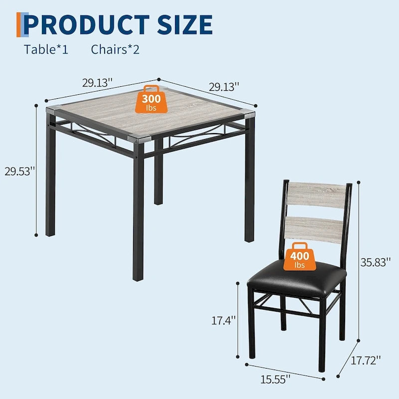 Ensemble table de salle à manger, table de cuisine en bois avec chaises rembourrées