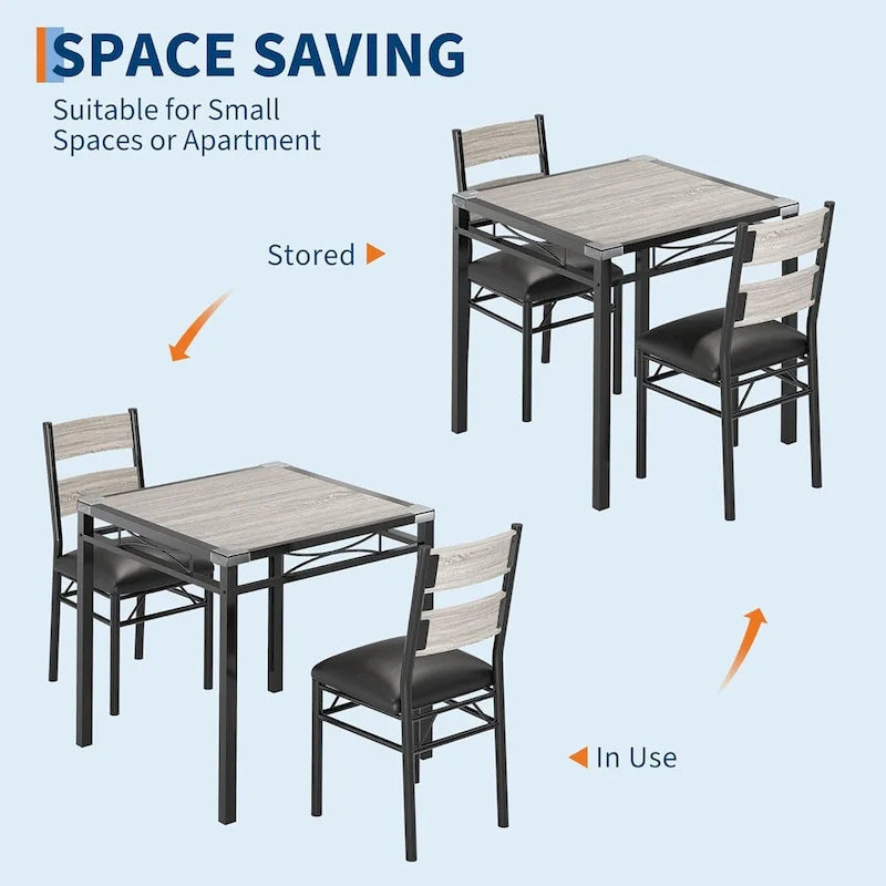 Ensemble table de salle à manger, table de cuisine en bois avec chaises rembourrées