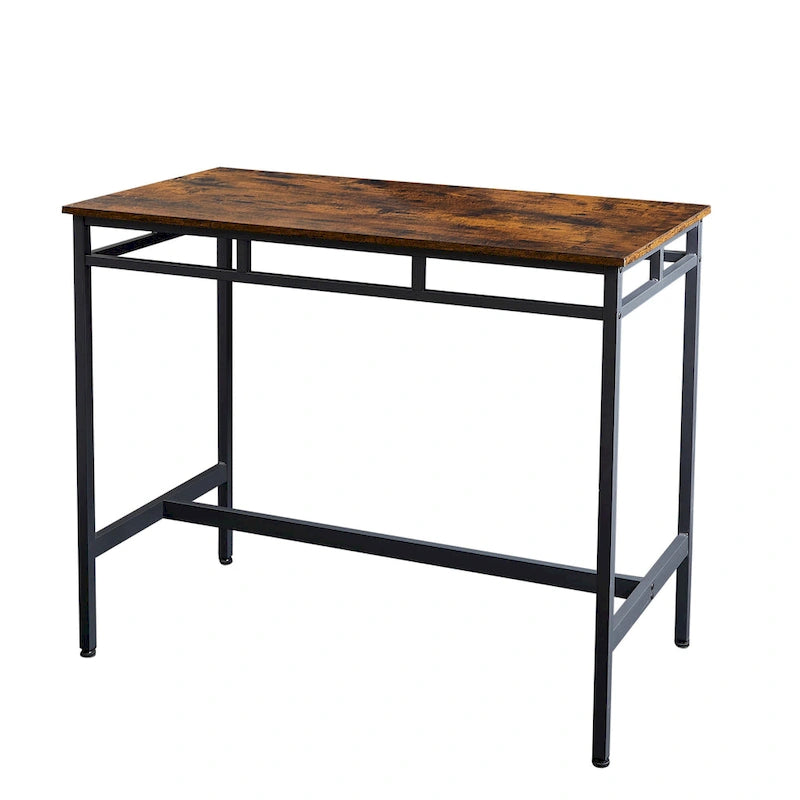 Ensemble table à manger hauteur comptoir avec 4 tabourets de bar, cadre métallique, plateau en bois vintage, table à manger rectangulaire, 5 pièces