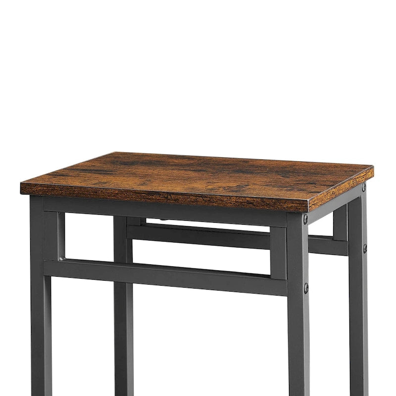 Ensemble table à manger hauteur comptoir avec 4 tabourets de bar, cadre métallique, plateau en bois vintage, table à manger rectangulaire, 5 pièces