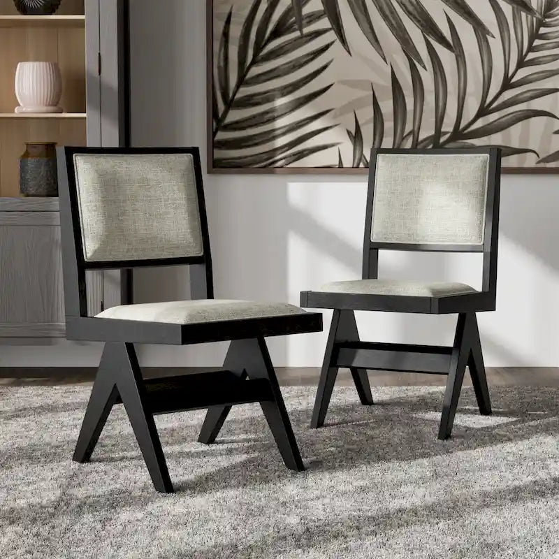Ensemble de salle à manger 7 pièces moderne en bois massif noir Evrena de Furniture of America