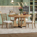 Ensemble de salle à manger rustique et fonctionnel 5 pièces, comprenant 1 table extensible avec rallonge de 40 cm et 4 chaises rembourrées