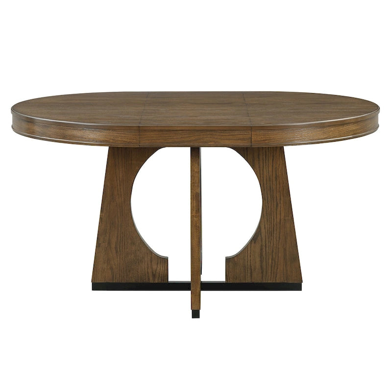 Ensemble de salle à manger rustique et fonctionnel 5 pièces, comprenant 1 table extensible avec rallonge de 40 cm et 4 chaises rembourrées