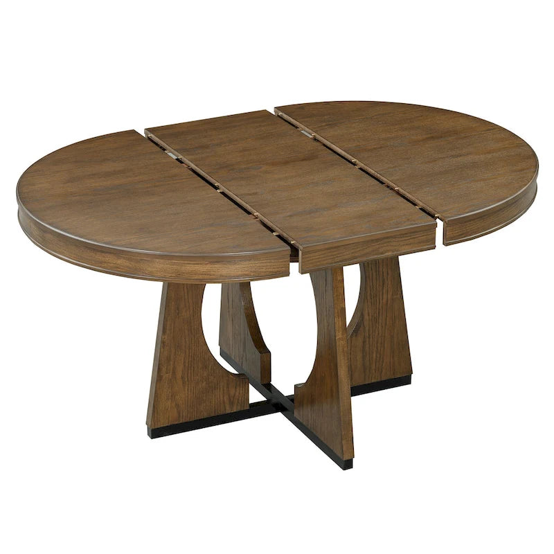 Ensemble de salle à manger rustique et fonctionnel 5 pièces, comprenant 1 table extensible avec rallonge de 40 cm et 4 chaises rembourrées