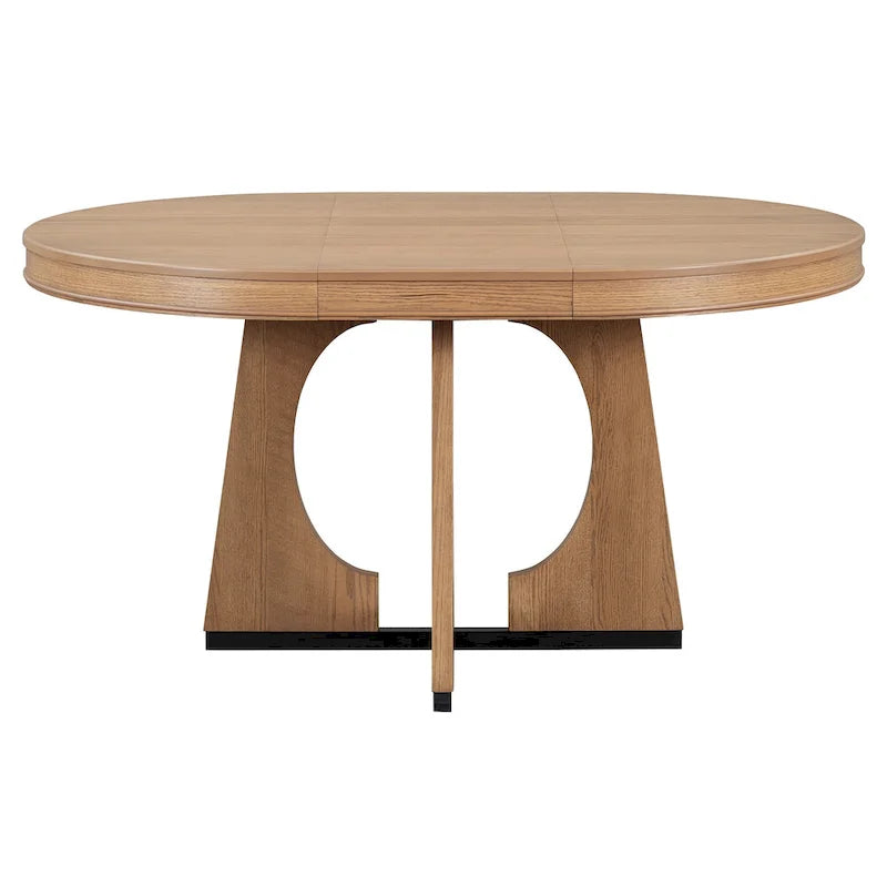 Ensemble de salle à manger rustique et fonctionnel 5 pièces, comprenant 1 table extensible avec rallonge de 40 cm et 4 chaises rembourrées
