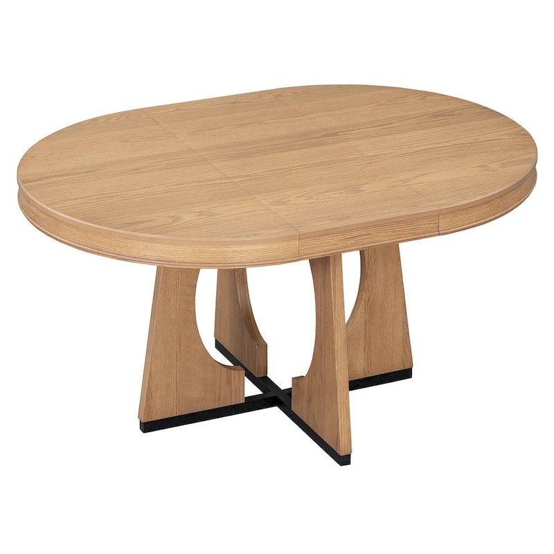Ensemble de salle à manger rustique et fonctionnel 5 pièces, comprenant 1 table extensible avec rallonge de 40 cm et 4 chaises rembourrées