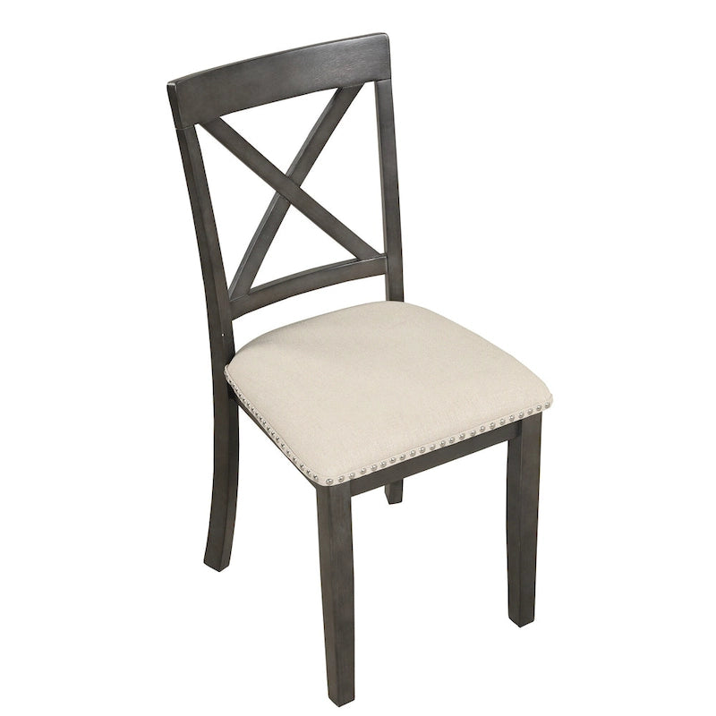 Ensemble de salle à manger moderne 5 pièces en bois avec table ronde et chaises