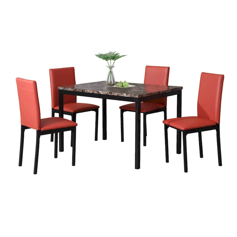 Ensemble de salle à manger moderne 5 pièces avec table rectangulaire et 4 chaises à dossier haut