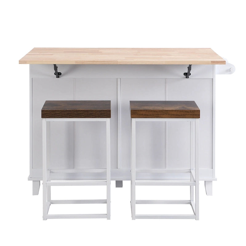 Ensemble de salle à manger 3 pièces style rustique avec table à rabats et 2 chaises