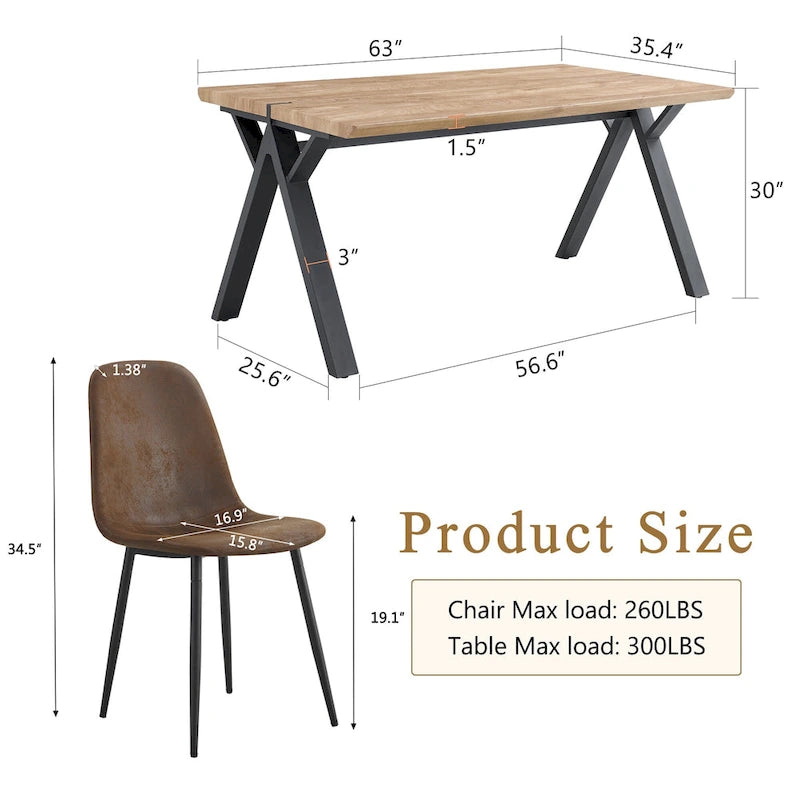 Ensemble de salle à manger moderne avec table rectangulaire noire à piètement en A et chaises à dossier rond