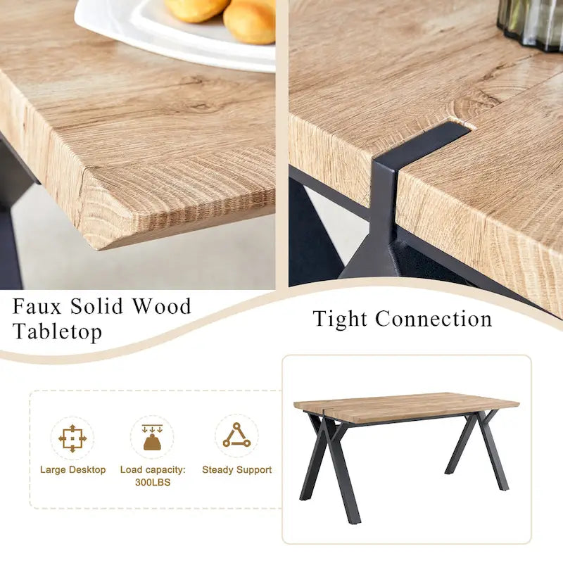 Ensemble de salle à manger moderne avec table rectangulaire noire à piètement en A et chaises à dossier rond