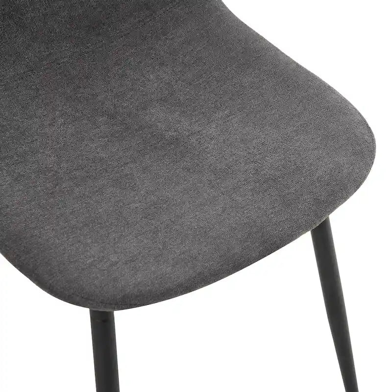 Ensemble de salle à manger moderne avec table rectangulaire noire à piètement en A et chaises à dossier rond