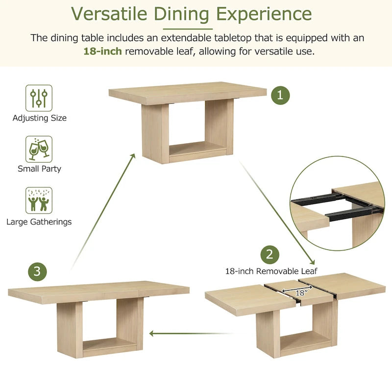 Ensemble de salle à manger contemporain 6 pièces avec table sur pied et 4 chaises